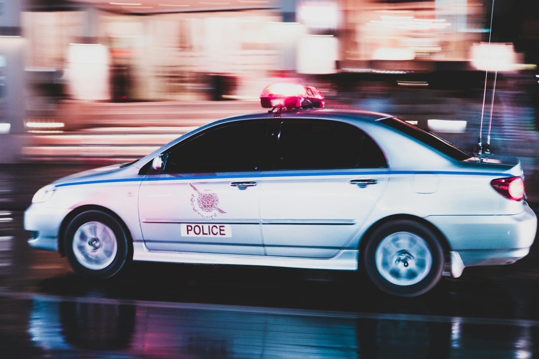 police car on the road